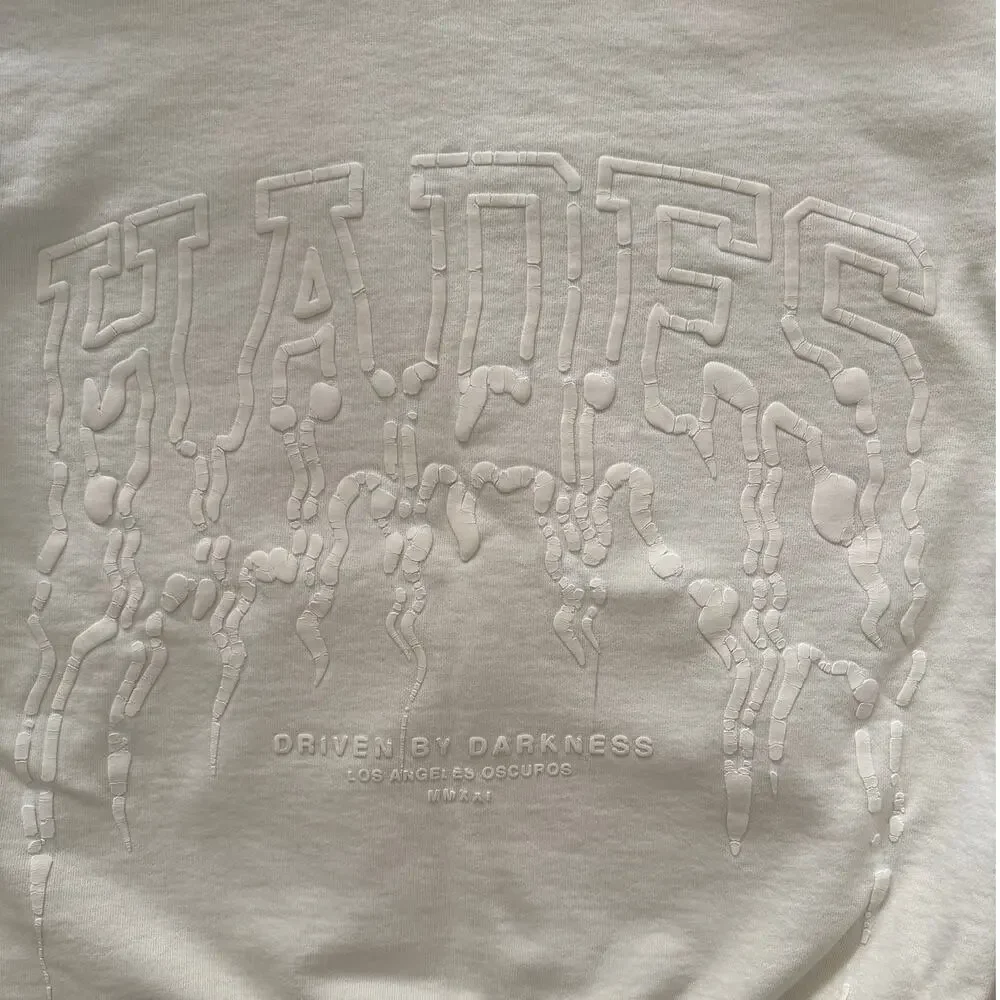 HADES LA Drip puff printed hoodie in off white UNISEX. Men's size S Streewear